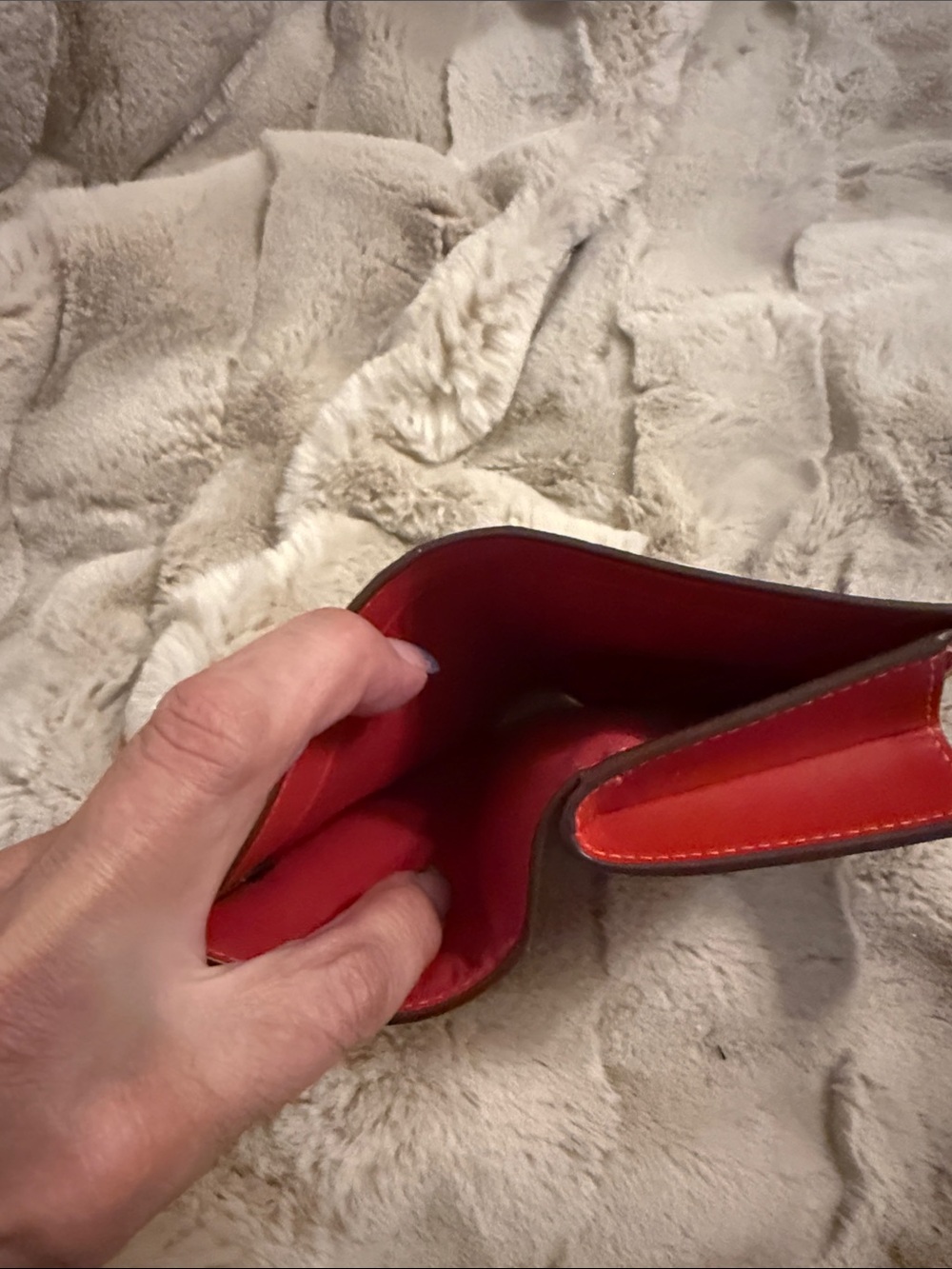 Coach Brown Signature Wallet with Red Snap Tab - Picture 5 of 7